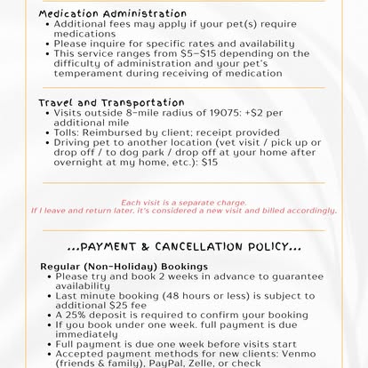 Summer booking flyer with several pets
